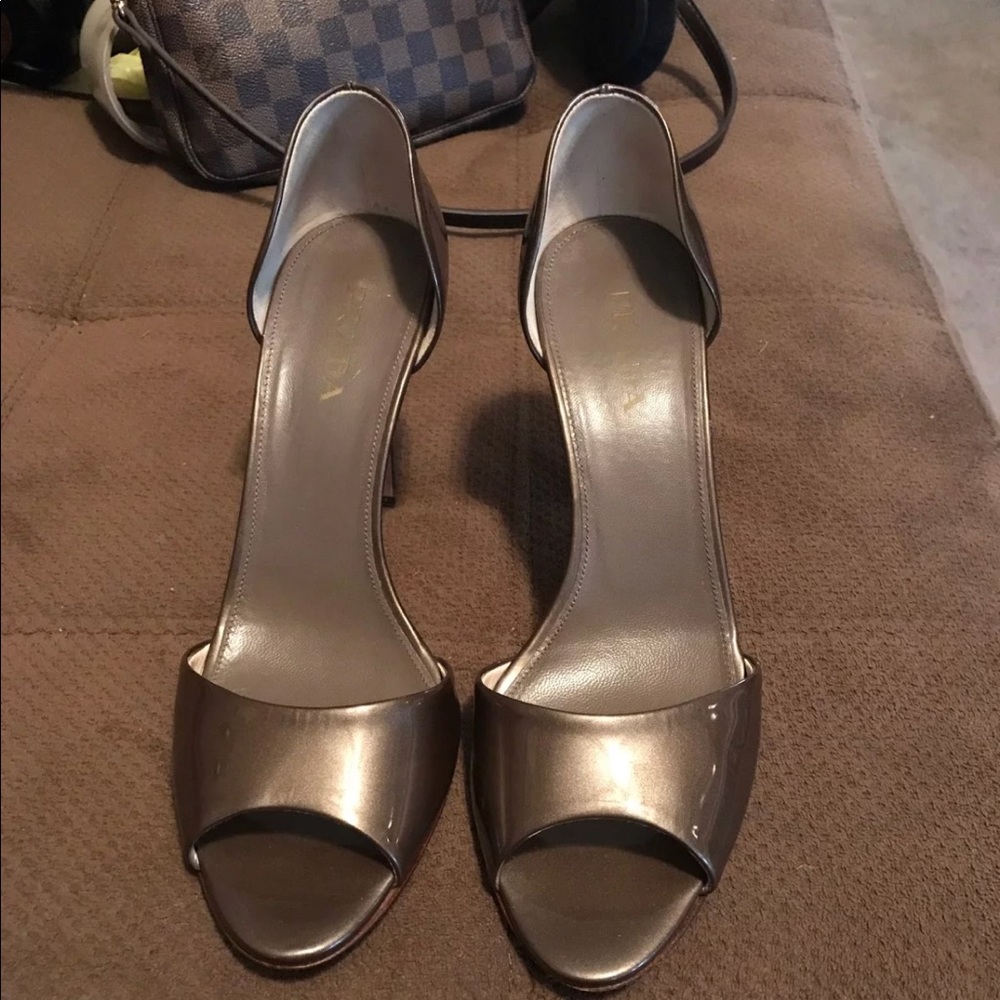 Prada Patent Leather Peep Toe Heels